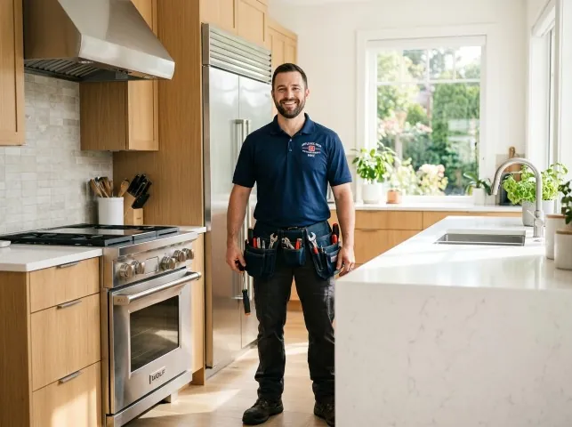 Appliance Repair Hero technician in a Bronson, TX kitchen after an appliance repair